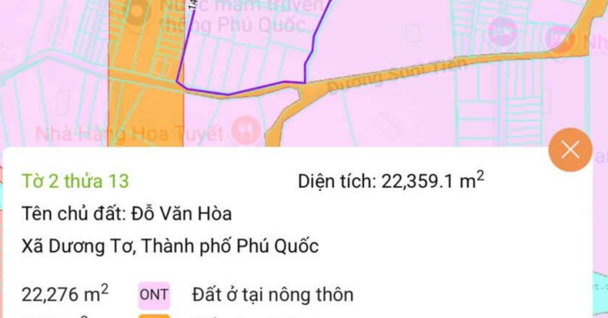 出售位於堅江省富國市楊蘇社的土地。