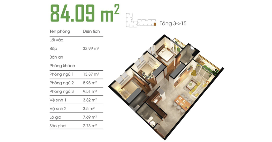 빈탄군 Opal Tower 아파트 매매 | 가격 375억 베트남 동 사진 5