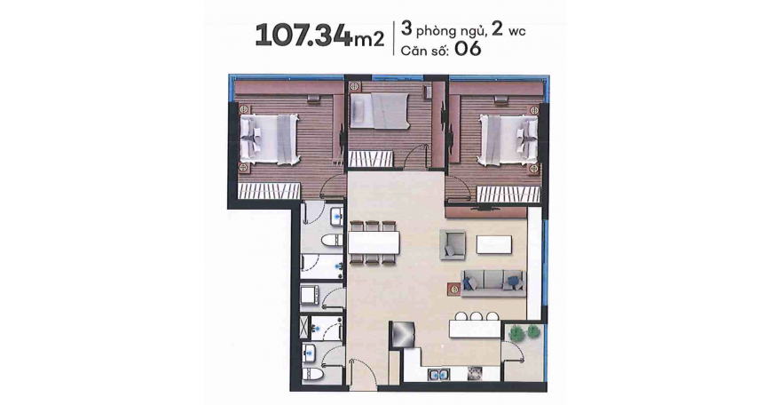 7군 SkyLine 아파트 임대 | 월세 1,900만 베트남 동 사진 2
