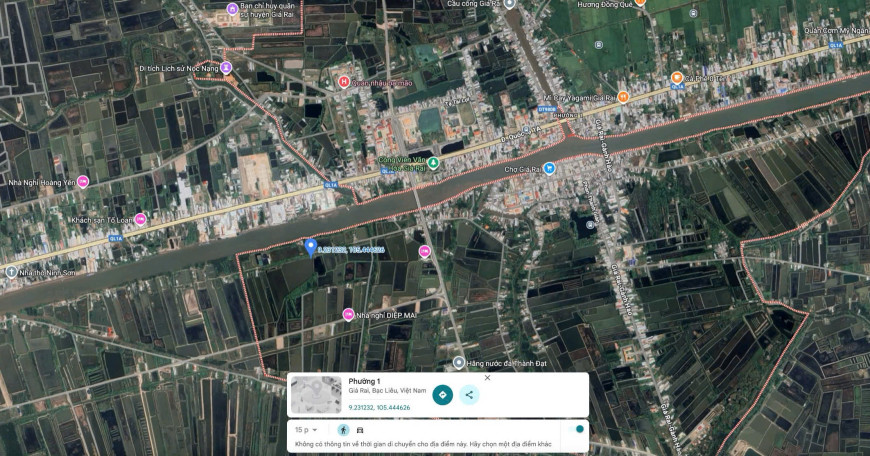 在薄寮省嘉來市鎮–艮豪鎮出售臨街土地｜價格為 12 億越南盾。