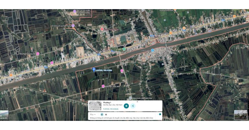 在薄寮省嘉來市鎮–艮豪鎮出售臨街土地｜價格為 12 億越南盾。