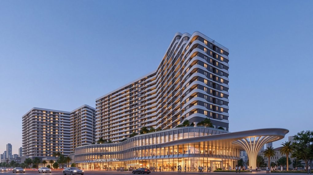 Diamond Sky (Van Phuc City) 분양 프로젝트 외관 투시도 (아파트 + 저층 쇼핑몰)