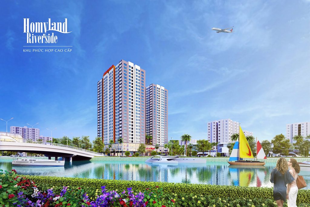Homyland Riverside 분양 프로젝트 외관 투시도(Giồng Ông Tố 강 인접)