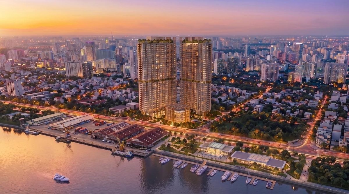 Lancaster Lincoln 분양 프로젝트 외관 투시도(사이공강 인접, 맞은편 Bến Nhà Rồng)